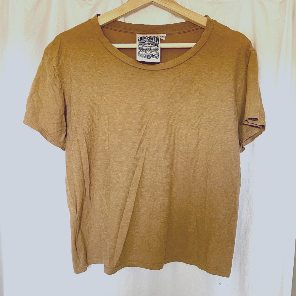 Jungmaven cropped Ojai t-shirt in coyote size S